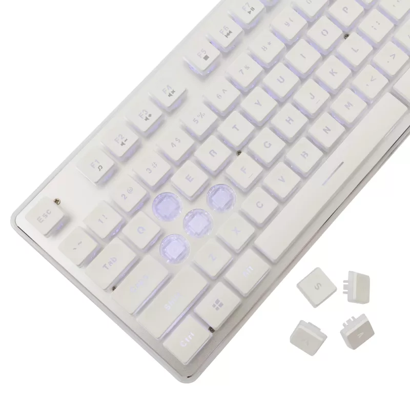 Mechaninė žaidimų klaviatūra White Shark TACHI-W-US – kompaktiškas TACHI White išdėstymas
