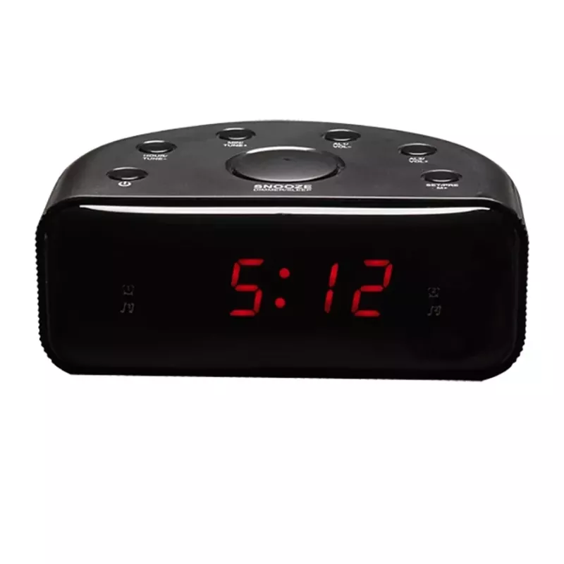 Radijo laikrodis Denver CR-430 analoginis ir skaitmeninis FM radijas LED ekranas juodas