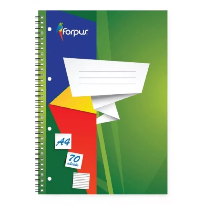 Sąsiuvinis su spirale Forpus A4/70, linijinis, minkštas viršelis 0722-022