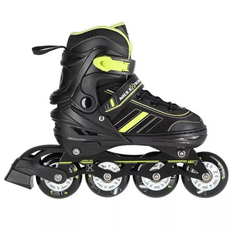 Nils Extreme NH18191 2IN1 riedučiai BLACK/LIME dydis M (34-38) su keičiamomis ledo ritulio pačiūžomis