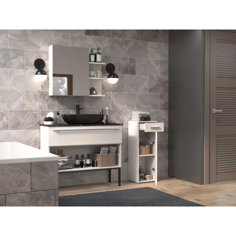 Pusiau kolona vonios kambariui su stalčiumi Top E Shop Nel 30×30×85 cm balta matinė