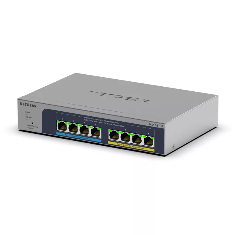 NETGEAR MS108TUP valdomas L2 2.5G Ethernet (100/1000/2500) Power over Ethernet (PoE) pilkas