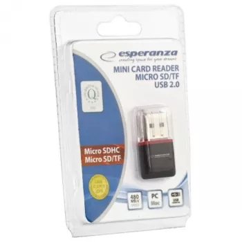 Esperanza EA134K kortelių skaitytuvas, juodas, sidabrinis, permatomas, USB 2.0