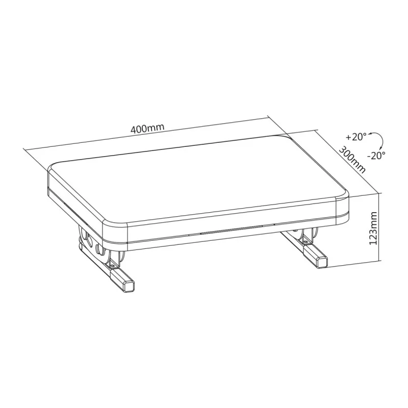 Pėdų atrama MACLEAN MC-460 ergonomiška minkšta metalinė pėdų atrama, neslystantis pagrindas, polinkis -20–20°, maks. apkrova 20 kg, juoda