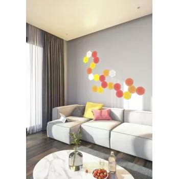 LED šešiakampis skydinis šviestuvas Nanoleaf NL42-6002HX-15PK, RGB, 15 vnt. rinkinys, AC maitinimas