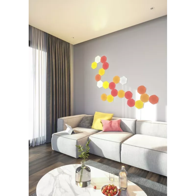 LED šešiakampis skydinis šviestuvas Nanoleaf NL42-6002HX-15PK, RGB, 15 vnt. rinkinys, AC maitinimas