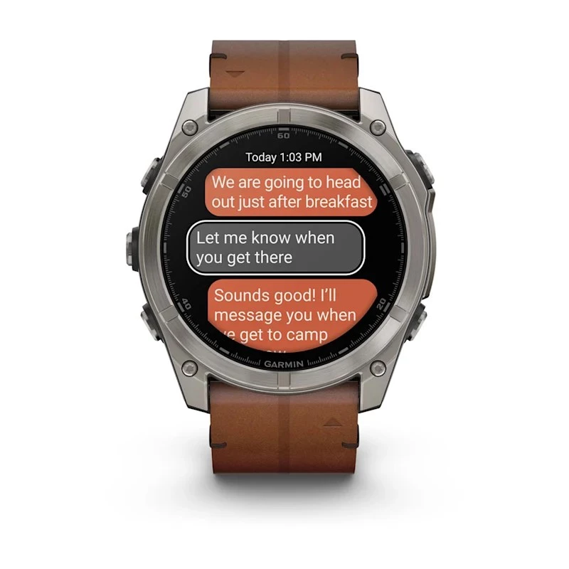 Garmin Fenix 8 3.56 cm (1.4 inch) AMOLED 51 mm Skaitmeninis 454 x 454 pikseliai Liečiamas ekranas Titanas Wi-Fi GPS (palydovas)