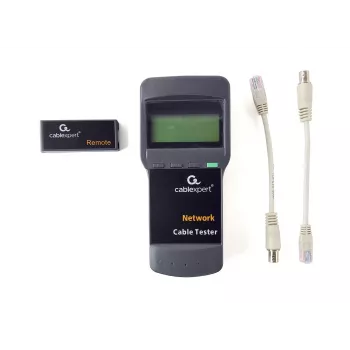 Kabelių testeris GEMBIRD NCT-31 – tęstinumo testeris su LCD, RJ-11/RJ-12/RJ-45 palaikymu, juodas