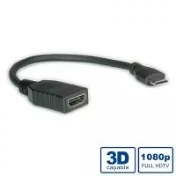 VALUE High Speed HDMI kabelis - HDMI (19 kontaktų, moteriškas) - Mini-HDMI (19 kontaktų, vyriškas) - 15 cm - Ekranuotas - Juodas (11.99.5586)