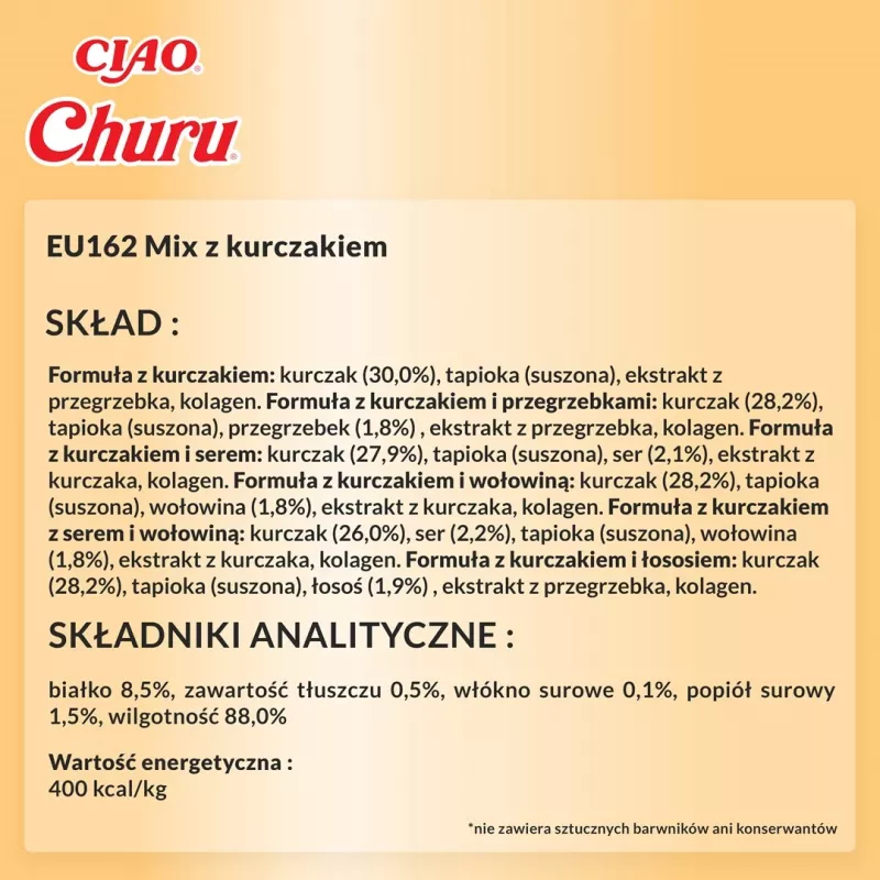 Katės skanėstas Inaba Foods Churu Varieties – vištiena, 60 vnt. × 14 g tūbelės