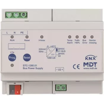 MDT STC-1280.01 magistralinis maitinimo šaltinis su diagnostika 8TE, REG, 1280 mA