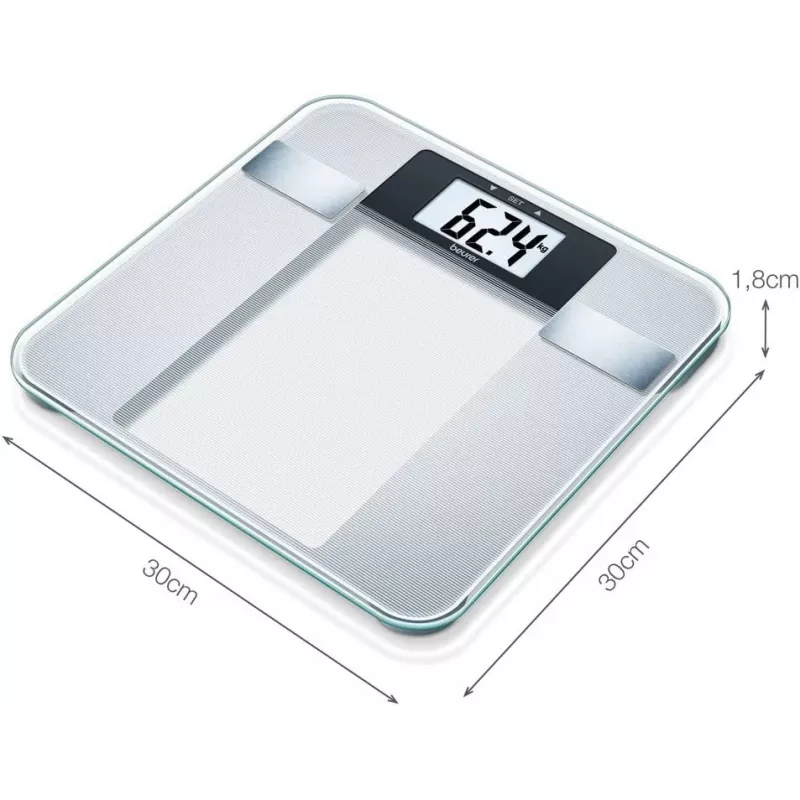 Beurer BG 13 Square Grey, Transparent – asmeninės elektroninės svarstyklės