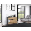 Komoda Top e shop M6 120 — Antracitas/Ąžuolas, 6 stalčių, 1200×300×770 mm, medžio drožlių plokštė