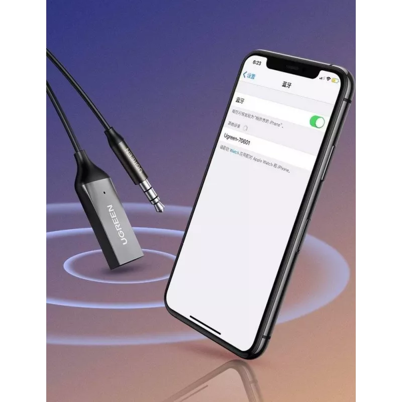 Garso imtuvas UGREEN CM309 Bluetooth 5.0 USB su 3,5 mm AUX lizdu, juodas, 20–20000 Hz