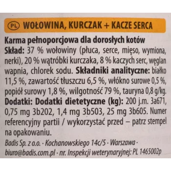 Šlapias kačių ėdalas animonda Carny jautiena skardinėje 400 g – suaugusioms katėms, be glitimo, sojos ir cukraus