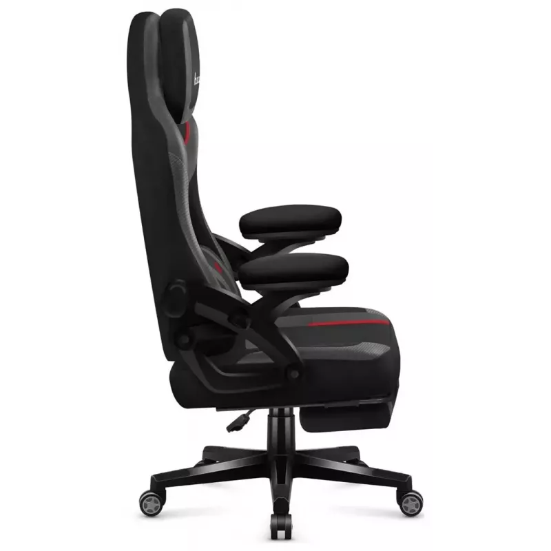 Žaidimų kėdė Huzaro Force 4.6 – audeklinė sėdynė, ergonomiška, reguliuojamas aukštis ir atlošas, juosmens atrama, 130 kg