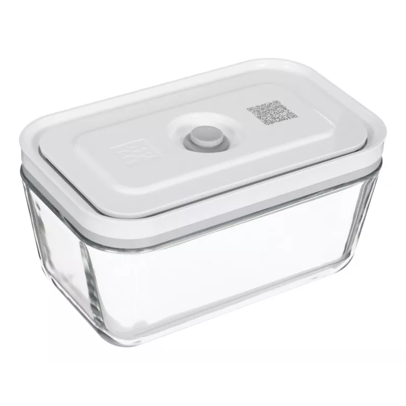 ZWILLING Fresh & Save 36803-003-0 stiklinių vakuuminių konteinerių rinkinys, stačiakampiai, 3 vnt. (S/M/L, 0,35/0,75/1,6 L), borosilikatinis stiklas, tinka mikrobangėje, orkaitėje ir indaplovėje, pilka/skaidru