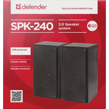 DEFENDER SPK-240 laidiniai staliniai garsiakalbiai, 2.0, 6 W RMS, USB maitinimas, 3,5 mm, juodi