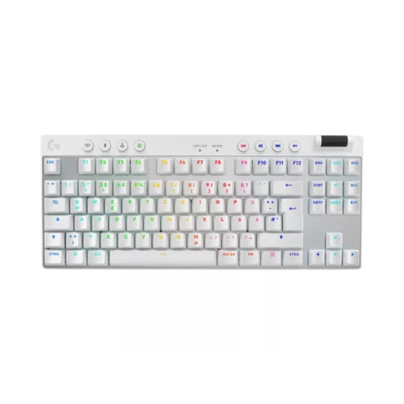 Logitech G Pro X TKL Lightspeed belaidė žaidimų klaviatūra, 2.4GHz/BT, taktiliniai jungikliai, balta
