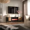 TV spintelė Cama Meble MERCI su židiniu, 180 x 40 x 53,5 cm, juodas viršus, ąžuolo artisan rėmas