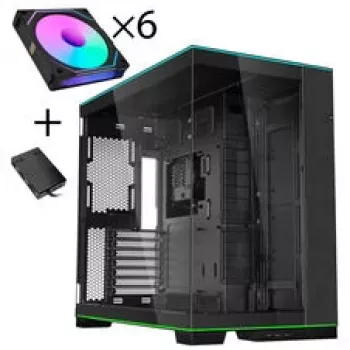 Lian Li O11 Dynamic EVO RGB PC korpuso rinkinys, Midi-Tower, ARGB, grūdintas stiklas + 6x UNI FAN SL-INF Reverse Blade ventiliatorius - juoda