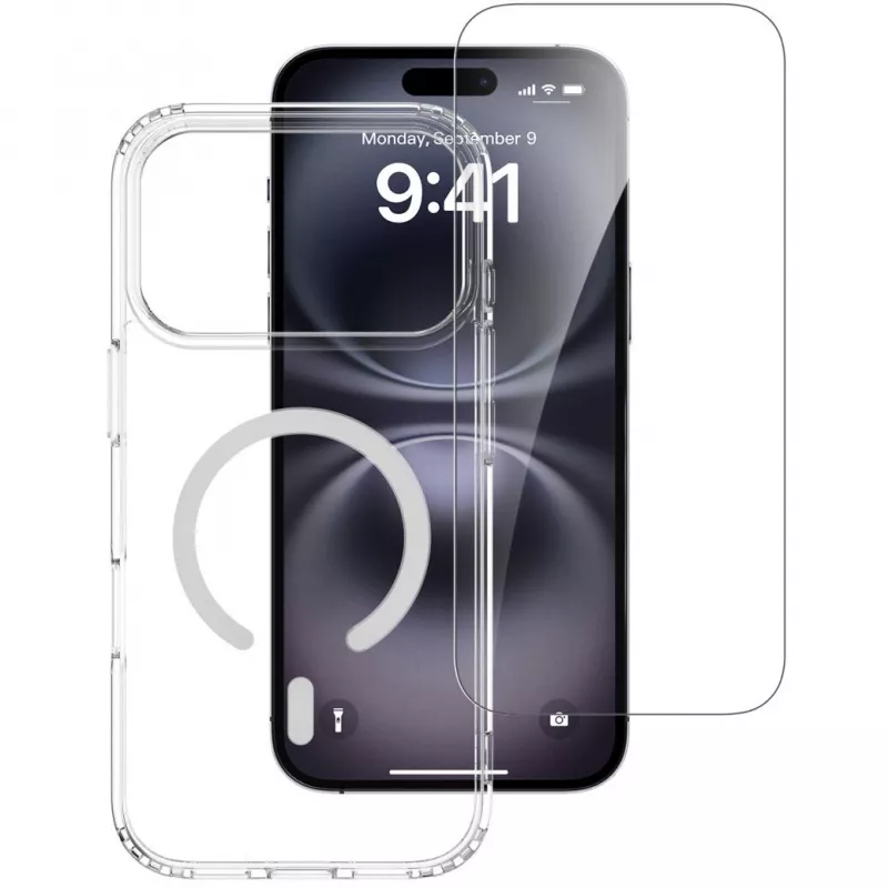 4smarts 360° Premium Protection apsauginis rinkinys, skirtas Apple iPhone 17 Pro Max, suderinamas su MagSafe, permatomas
