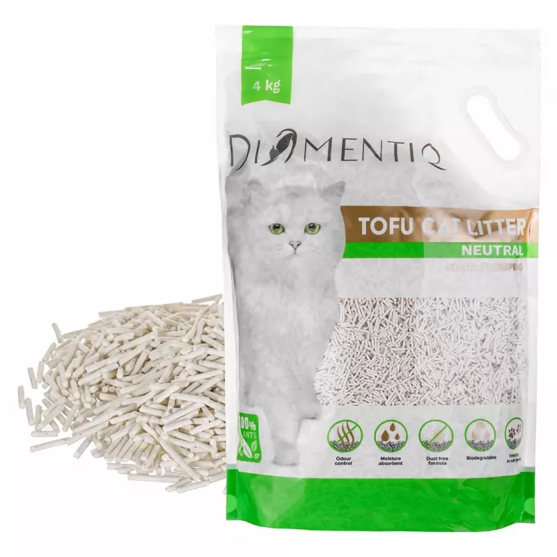 DIAMENTIQ Tofu Neutral Ultra clumping – augalinis kačių kraikas – 4 kg