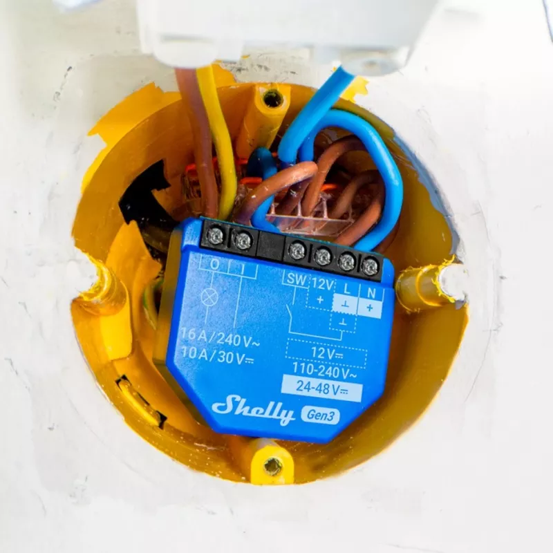 Shelly 1 Gen3 belaidis relejinis valdiklis su sausu kontaktu 16A, Wi-Fi