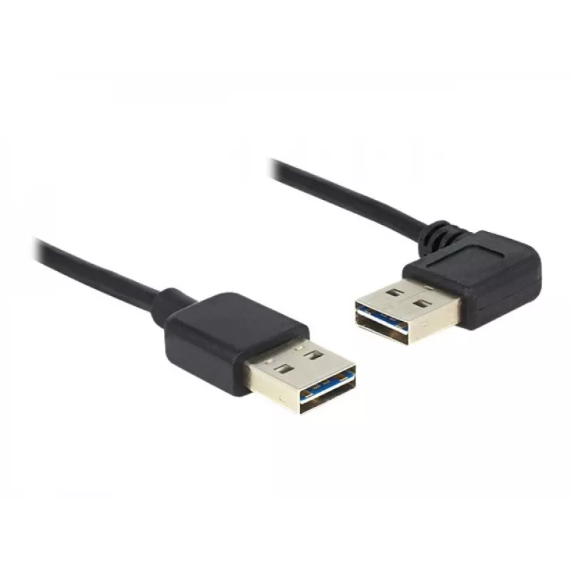 USB kabelis DeLOCK 1m USB 2.0 A lizdas/kištukas 90° juodas