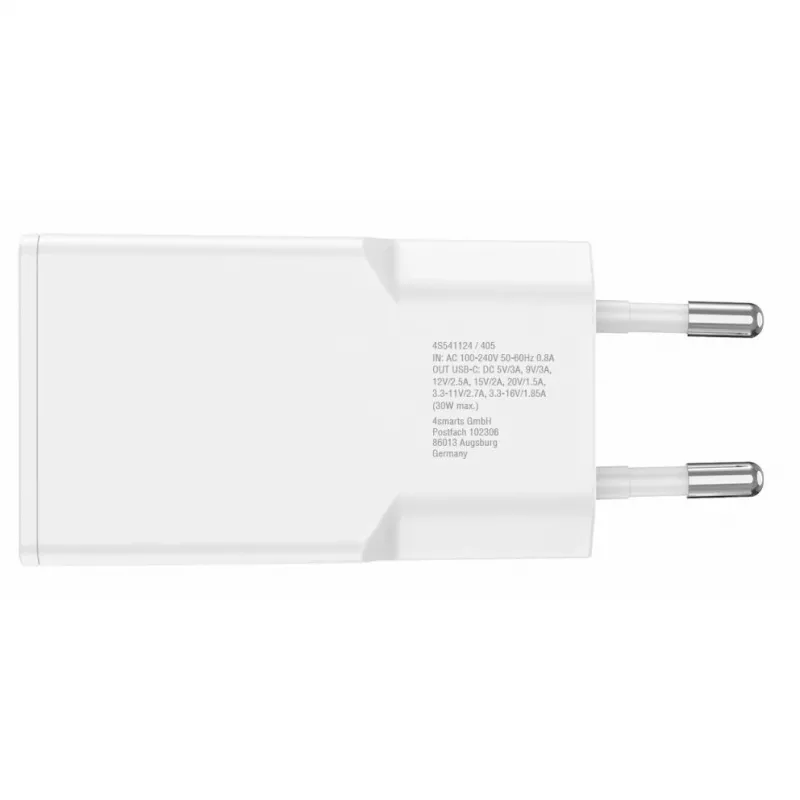 4smarts 541124 Vidinio įkrovimo adapteris, USB Type-C, 30 W, baltas