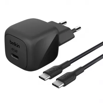 USB-C įkroviklis Belkin BOOSTCHARGE 45W PD PPS – kompaktiškas 45 W USB-C PD PPS maitinimo adapteris