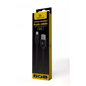 Lightning į USB-A laidas GEMBIRD CCDB-MUSB2B-AMLM-6 — 1,8 m, USB 2.0, 2,1 A, juodas