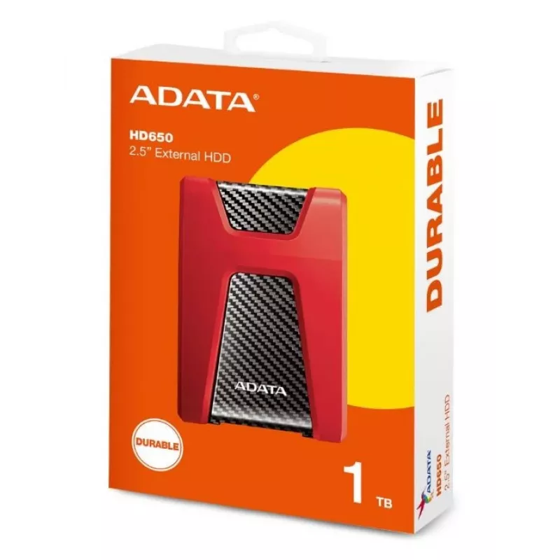 Išorinis kietasis diskas ADATA DashDrive Durable HD650 1 TB 2.5 inch USB 3.2 Gen 1 Raudonas