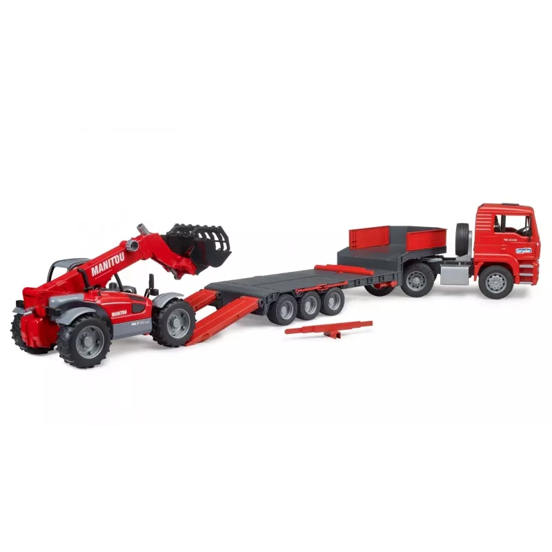 Transporto rinkinys BRUDER MAN TGA žemagrindis vilkikas su Manitou krautuvu