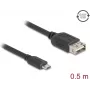 USB 2.0 laidas DELOCK 81517, Micro-USB B į USB A, 0,5 m, juodas