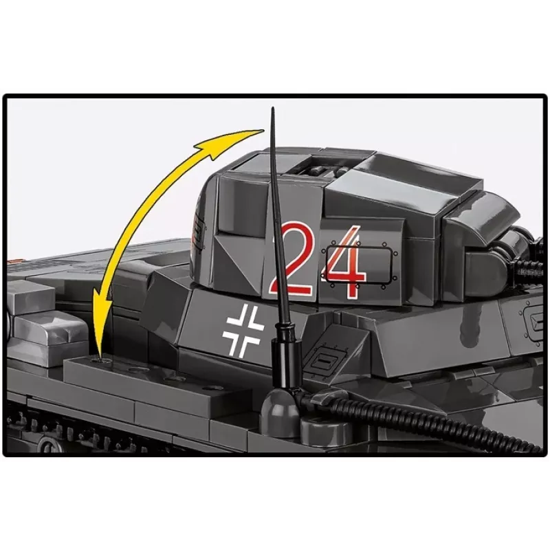 Konstrukcinis rinkinys Cobi Panzer I Ausf. B – 654 detalės, detalaus tanko modelio rinkinys