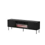 Spintelė televizoriui Cama Meble CORTINA 180x40x60 cm juoda su juodu židiniu
