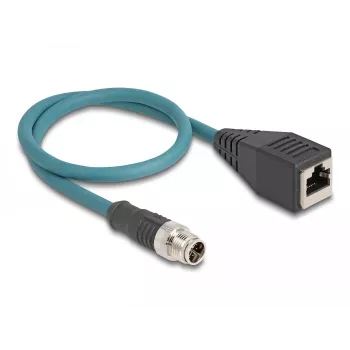 DeLOCK M12 adapterinis kabelis X-koduotas 8 kontaktų kištukas į RJ45 lizdą 50 cm