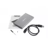 Išorinis HDD/SSD korpusas NATEC Rhino GO — 2,5 colio SATA, 9,5 mm, USB 3.0, aliuminis, pilkas, iki 4 TB