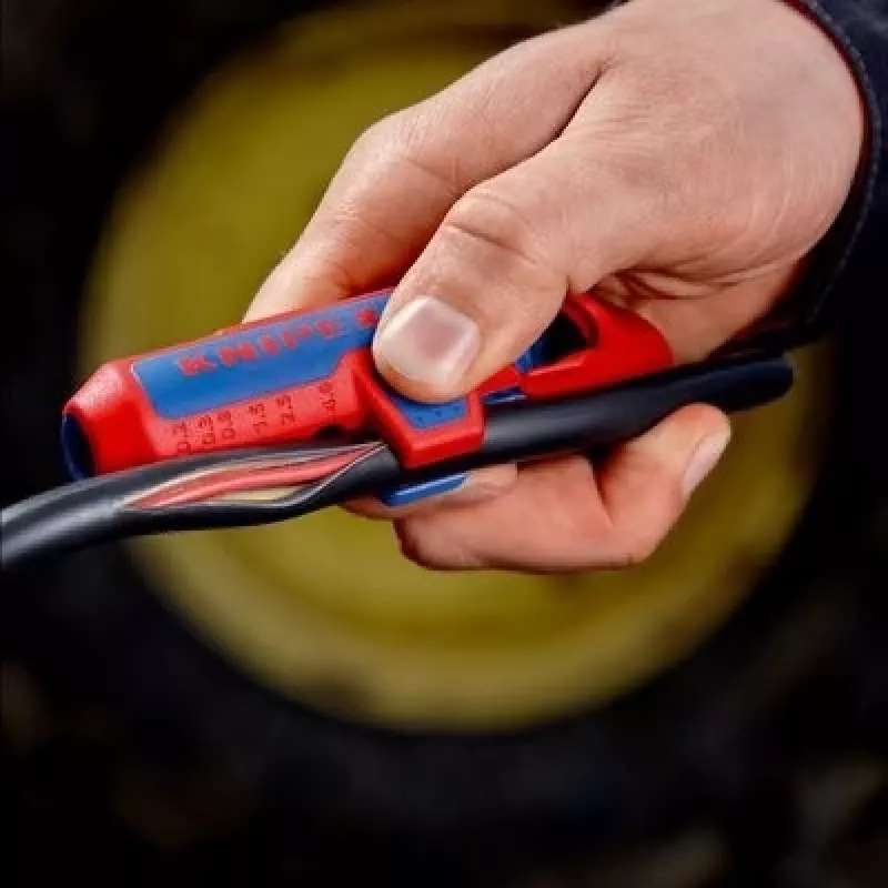 Nuėmimo įrankis Knipex ErgoStrip PV 16 95 03 PV kabeliams, reguliuojamas ribotuvas, ergonomiška rankena