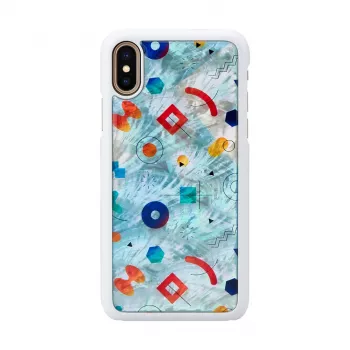 Telefono dėklas iKins iPhone XS / iPhone X S – baltas poppin rock apsauginis užpakalinis dangtelis