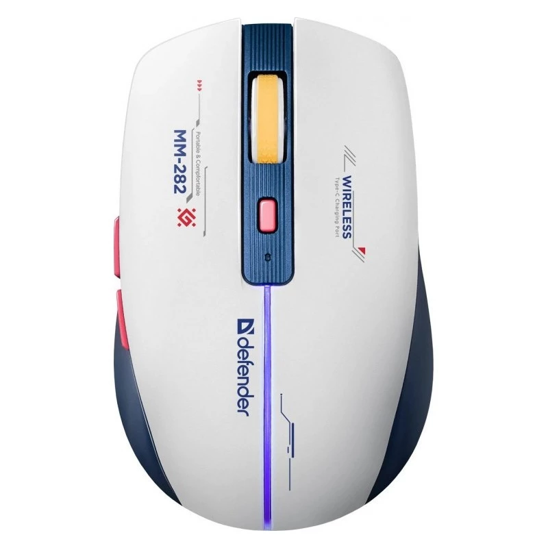 Belaidė žaidimų pelė DEFENDER MM-282 RF – ambidekstrinė, optinė 1800 DPI, 5 mygtukai, USB, maitinama baterija