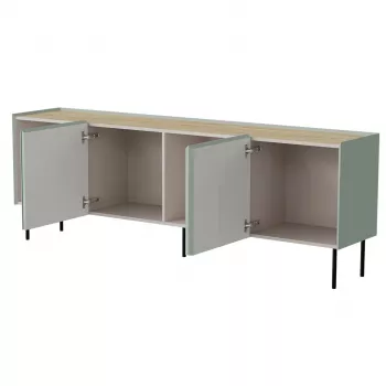 Komoda cama meble FELLINI 2000×400×700 mm, alyvuogė su aliejumi dengtu ąžuolo viršumi, MDF rėmas