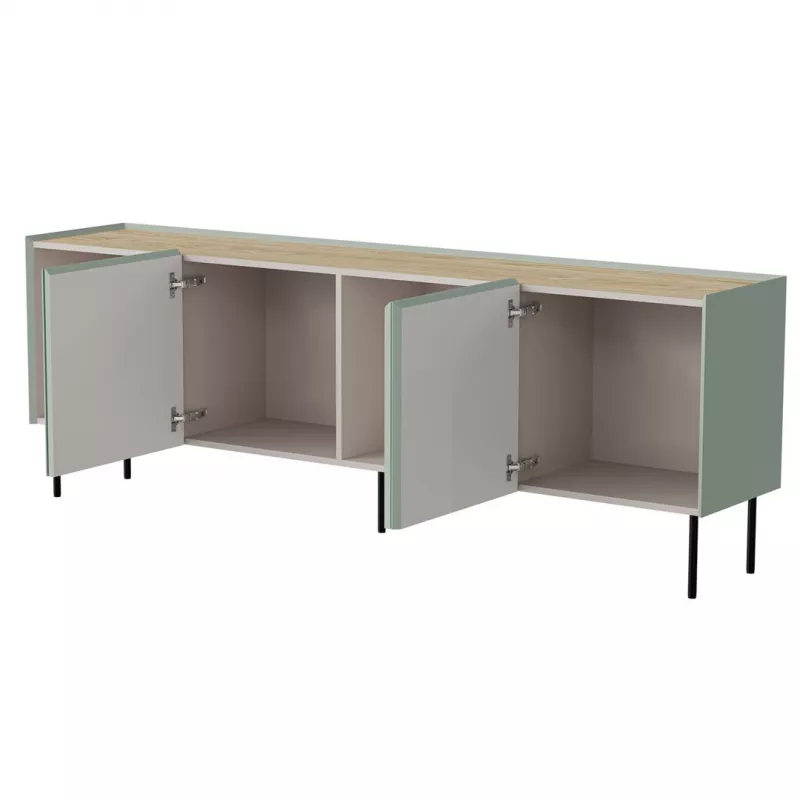 Komoda cama meble FELLINI 2000×400×700 mm, alyvuogė su aliejumi dengtu ąžuolo viršumi, MDF rėmas
