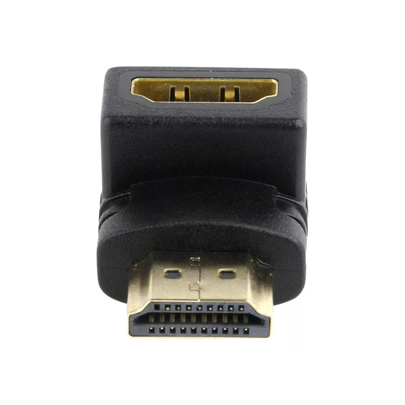 HDMI adapteris GEMBIRD A-HDMI90-FML, HDMI į HDMI, 90° kampinis, juodas