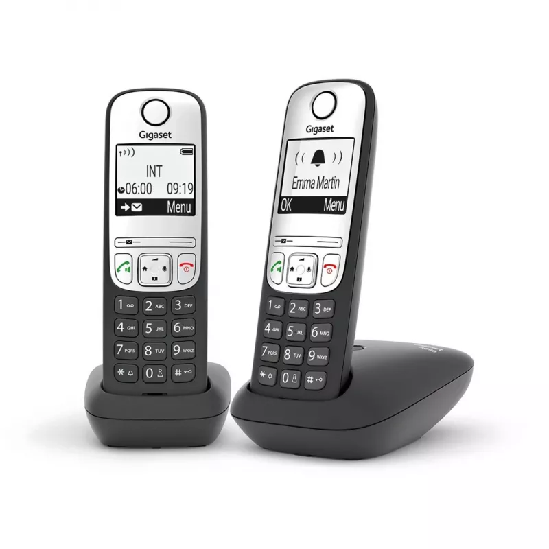 Gigaset A690 Duo analoginis telefonas su skambučio numerio atpažinimu juodas, sidabrinis