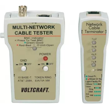 Tinklo kabelių testeris Voltcraft CT-1 BNC ir RJ-45, 10Base-T UTP/STP