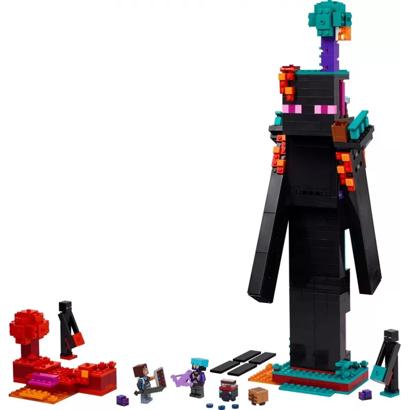 Konstrukcinis žaislas LEGO Minecraft rinkinys 21279 Endermano bokštas, 867 dalių, 2 minifigūrėlės, 450 mm aukštis
