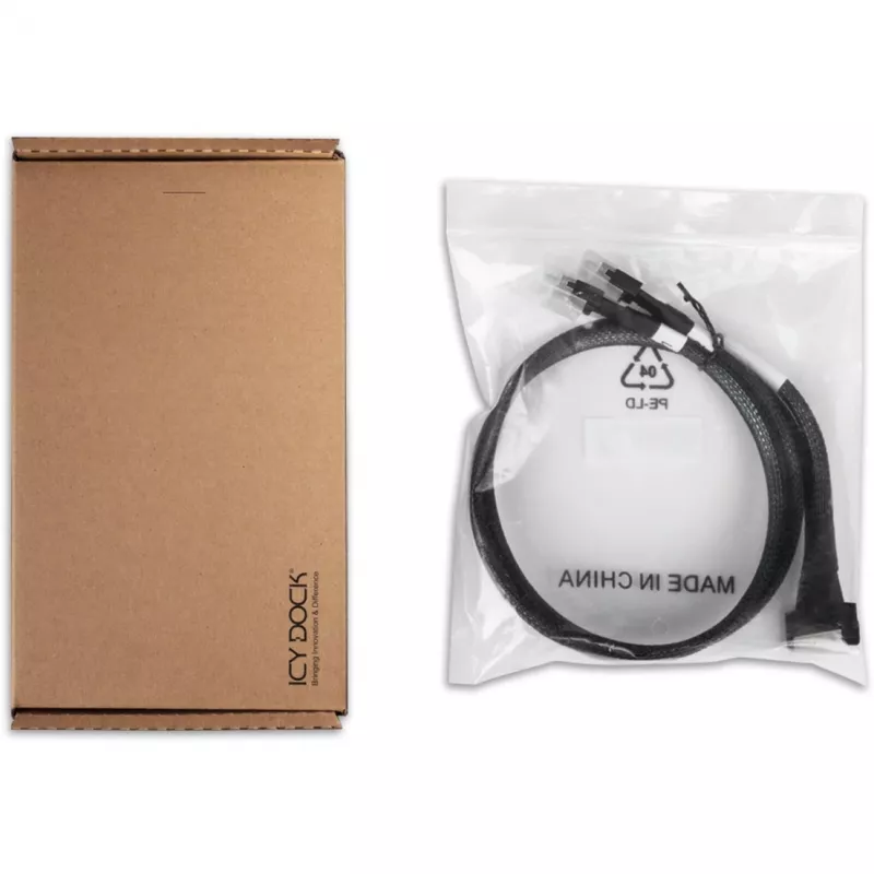 Icy Dock Cable MCIO 8i SFF-TA-1016 į 2xSlimSAS SFF-8654 4i laidas 0,5 m - Laidas (MB310L-B)
