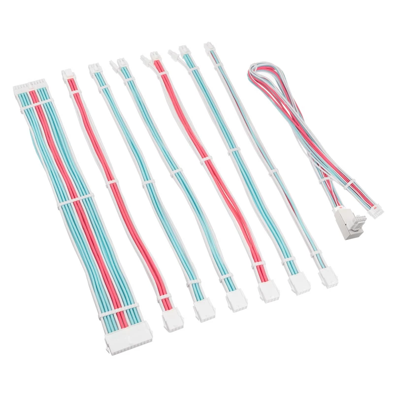 Prailginimo / adapterio rinkinys Kolink Core Pro 12V-2x6 Type 2 pintas prailginimas — Brilliant White/Neon Blue/Pure